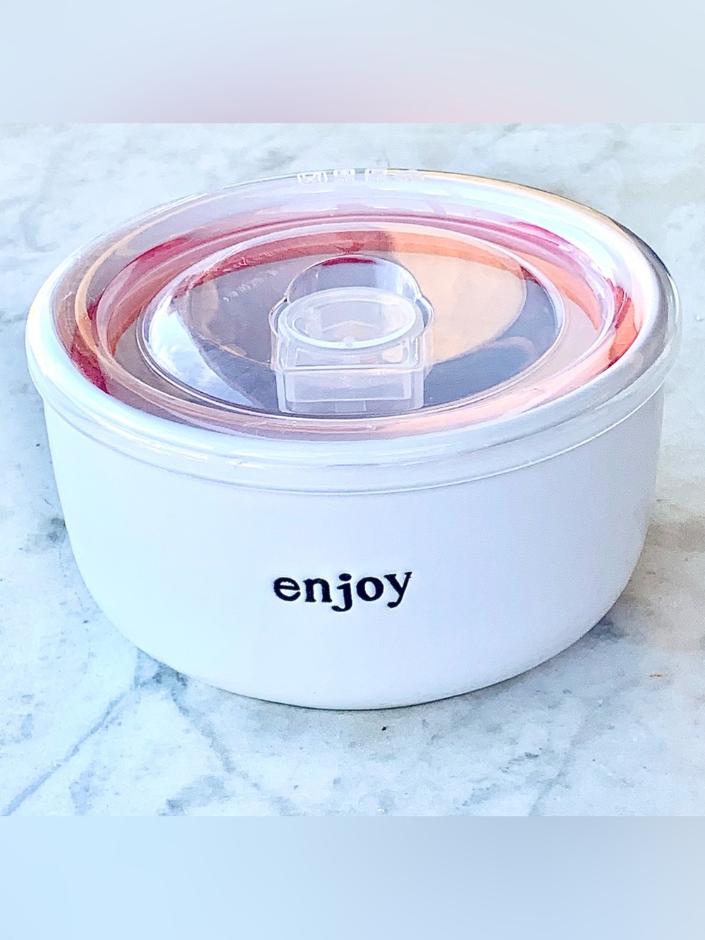 SIGNATURE HOUSEWARES ENJOY WHITE STONEWARE STORAGE BOWL 12 OUNCE  5IN NEW